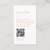Moderner Minimaler Monogram Blush Orange QR Code Visitenkarte (Rückseite)