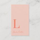 Moderner Minimaler Monogram Blush Orange QR Code Visitenkarte (Vorderseite)