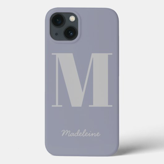 Moderner Minimaler Monogramm Lila Anfangsgrauname Case-Mate iPhone Hülle (Rückseite)