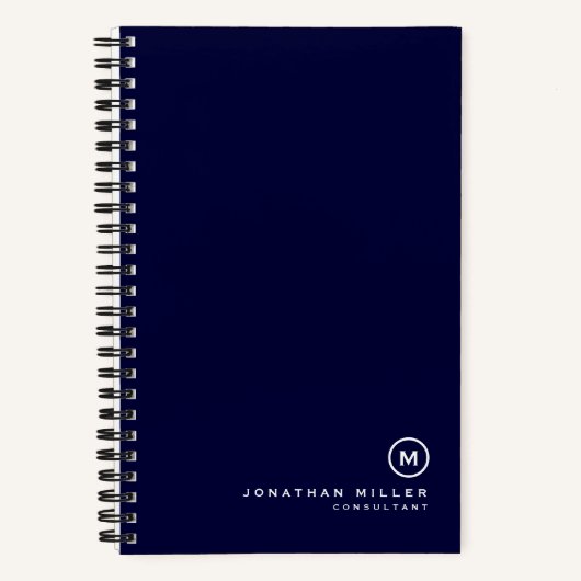 Moderner Minimaler Monogramm-Name Notizblock (Vorderseite)