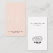 Moderner minimaler Monogramm-Pastell erröten Luxe Visitenkarte (Vorne/Hinten)