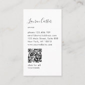 Moderner Minimaler Monogramm-schwarzer QR-Code Visitenkarte (Rückseite)