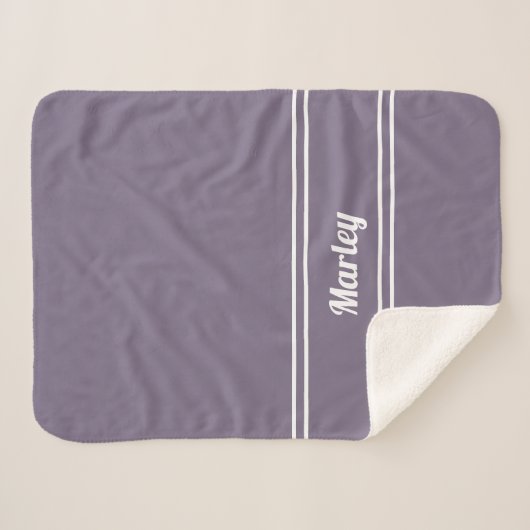 Moderner Minimaler Name Mit Monogramm Script Chic Sherpadecke (Vorderseite (Horizontal))