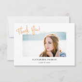 Moderner Minimaler Orange Handwriting-Abschluss Dankeskarte (Vorderseite)