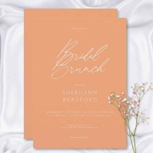 Moderner Minimaler Peach Bridal Brunch Einladung