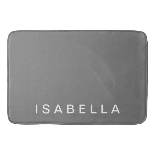 Moderner minimaler Personalisierter Grauname Badematte (Vorderseite)