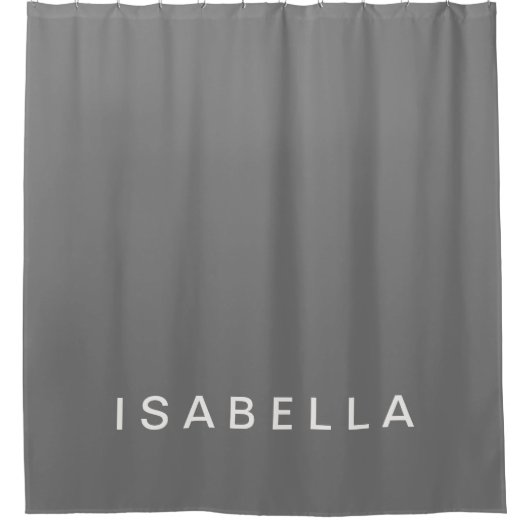 Moderner minimaler Personalisierter Grauname Duschvorhang (Vorderseite)