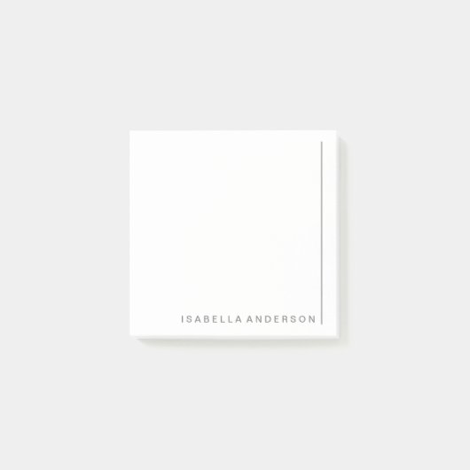 Moderner minimaler Personalisierter Grauname Post-it Klebezettel (Vorderseite)