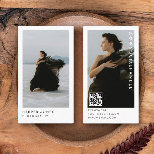 Moderner Minimaler QR-Code Beruflich 2 Foto Visitenkarte