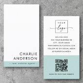 Moderner minimaler QR-Code, blau weiß Visitenkarte