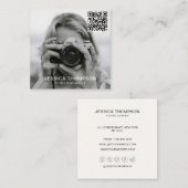 Moderner Minimaler QR-Code für einfaches Foto Beru Quadratische Visitenkarte (Vorne/Hinten)