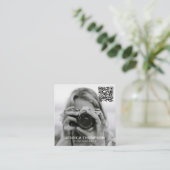 Moderner Minimaler QR-Code für einfaches Foto Beru Quadratische Visitenkarte (Stehend Vorderseite)