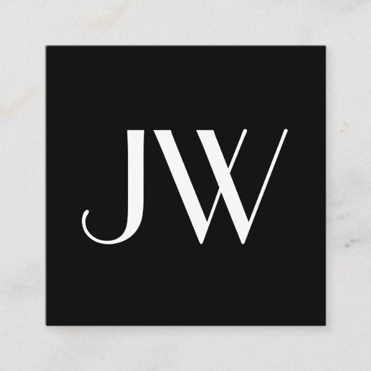 Moderner Minimaler QR-Code für Schwarzes Monogramm Quadratische Visitenkarte (Vorderseite)