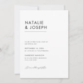 Moderner minimaler QR-Code in einer Hochzeit Einladung (Vorderseite)