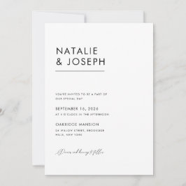 Moderner minimaler QR-Code in einer Hochzeit Einladung