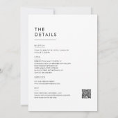 Moderner minimaler QR-Code in einer Hochzeit Einladung (Rückseite)