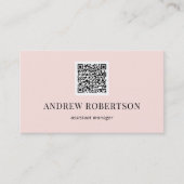 Moderner minimaler QR-Code Rosa Visitenkarte (Vorderseite)