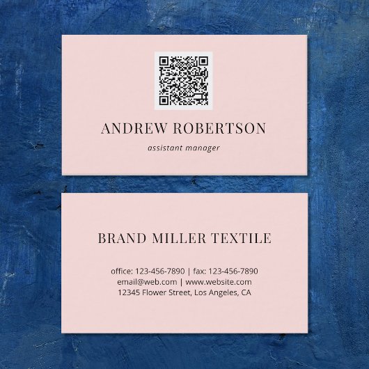 Moderner minimaler QR-Code Rosa Visitenkarte