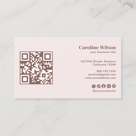 Moderner Minimaler QR Code Terracotta Beruflich Visitenkarte (Rückseite)