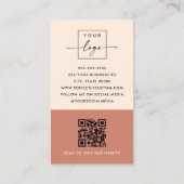 Moderner minimaler QR-Code Terrakotta braun, verti Visitenkarte (Rückseite)