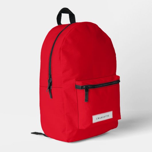 Moderner Minimaler Red Solid Color Individuelle Na Bedruckter Rucksack (Rückseitige Ecke links)