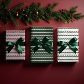 Moderner minimaler Retro-Wavy Green & Pink Stripe Geschenkpapier Set