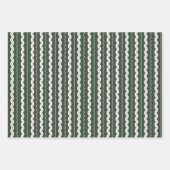 Moderner minimaler Retro-Wavy Green & Pink Stripe Geschenkpapier Set (Vorderseite)