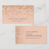 Moderner minimaler schicker Pfirsichpfirsich-Glitz Visitenkarte (Vorne/Hinten)