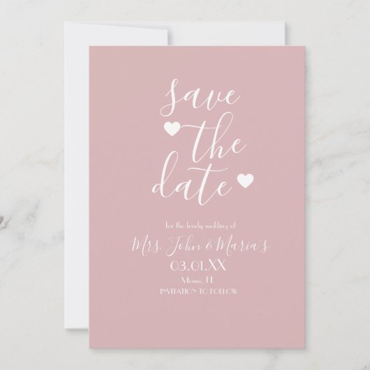 Moderner Minimaler Schimmer mit Herz Save the Date Einladung (Vorderseite)