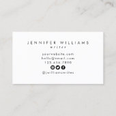 Moderner Minimaler Schriftsteller Quill Feather Pe Visitenkarte (Rückseite)