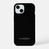 Moderner Minimaler Schwarz-Weiß-Monogramm-Gesamtna iPhone 15 Hülle (Rückseite)