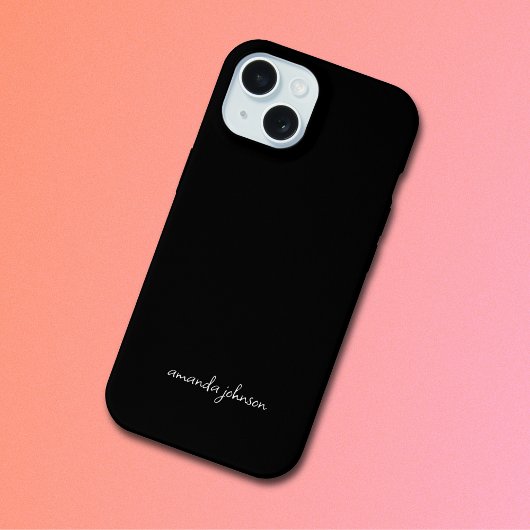 Moderner Minimaler Schwarz-Weiß-Monogramm-Gesamtna iPhone 15 Hülle