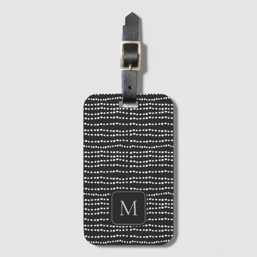 Moderner Minimaler Schwarz-Weiß-Polka-Dot Mit Mono Gepäckanhänger (Vorderseite Vertikal)