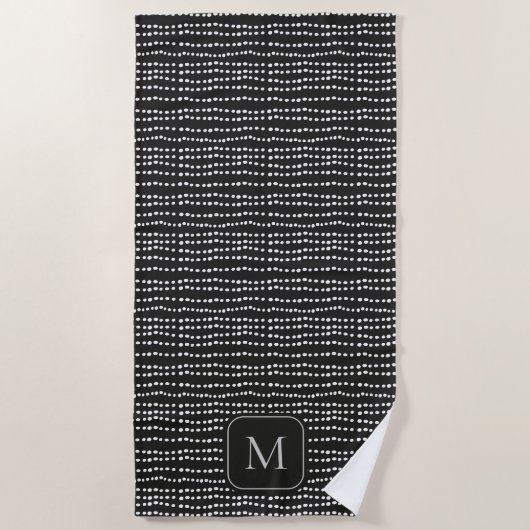 Moderner Minimaler Schwarz-Weiß-Polka-Dot Mit Mono Strandtuch (Vorderseite)
