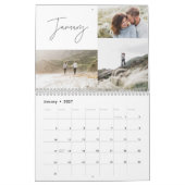 Moderner minimaler Schwarz-weißer 3-Foto-Familienc Kalender (Jan 2027)