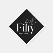 Moderner minimaler Schwarz-weißer 50. Geburtstag Serviette (Ecke)