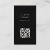 Moderner minimaler Schwarz-weißer Pinselstrich QR- Visitenkarte (Rückseite)