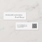 Moderner Minimaler Schwarz-weißer QR-Code Beruflic Mini Visitenkarte (Vorne/Hinten)