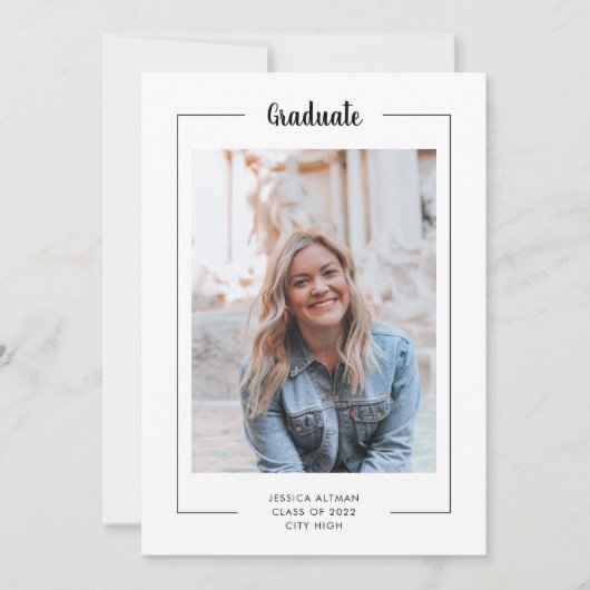 Moderner Minimaler Schwarz-weißer Script Foto Absc (Vorderseite)