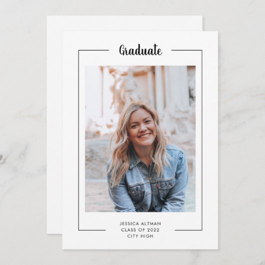 Moderner Minimaler Schwarz-weißer Script Foto Absc (Vorne/Hinten)