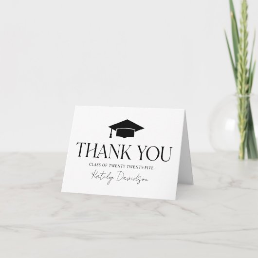 Moderner Minimaler Schwarzer Serif-Abschluss Dankeskarte (Vorderseite)