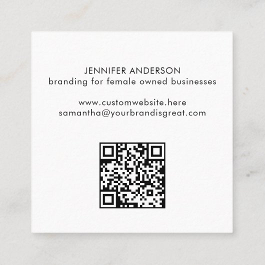 Moderner Minimaler schwarzer Typografie-Code Quadratische Visitenkarte (Rückseite)