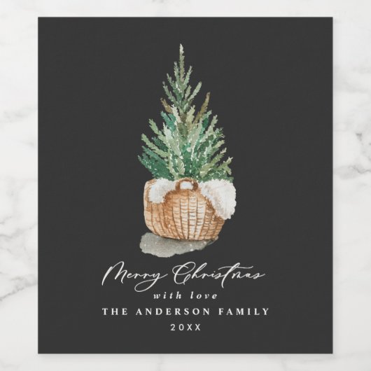 moderner minimaler, schwarzer Winter Weinetikett (Einzelnes Label)