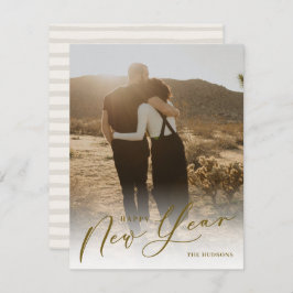 Moderner Minimaler Script-Happy New Year Foto Holi Feiertagskarte