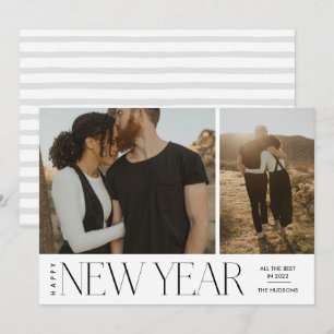 Moderner Minimaler Script-Happy New Year Foto Holi Feiertagskarte