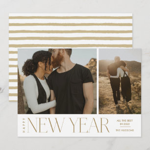 Moderner Minimaler Script-Happy New Year Foto Holi Feiertagskarte