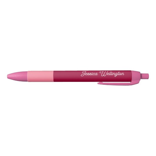 Moderner Minimaler Script Hot Pink Girly Name Kugelschreiber (Unterseite)