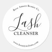 Moderner Minimaler Script Lash Cleanser Runder Aufkleber (Vorderseite)