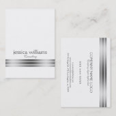 Moderner minimaler Silberstreifen-Akzent Visitenkarte (Vorne/Hinten)