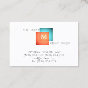 Moderner, minimaler Stil mit Monogramm Visitenkarte